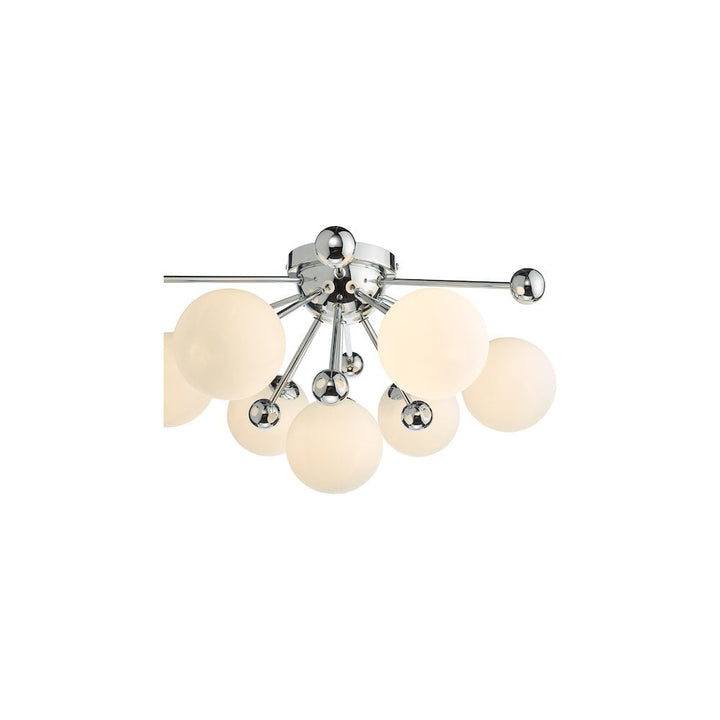 Dar URS5050 | Ursa 7 Light Flush | Polished Chrome and Opal Glass