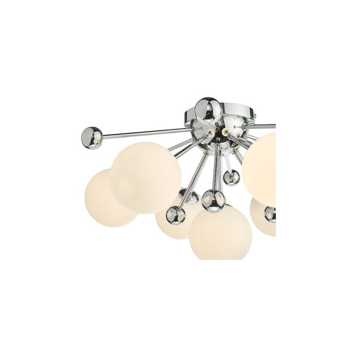 Dar URS5050 | Ursa 7 Light Flush | Polished Chrome and Opal Glass