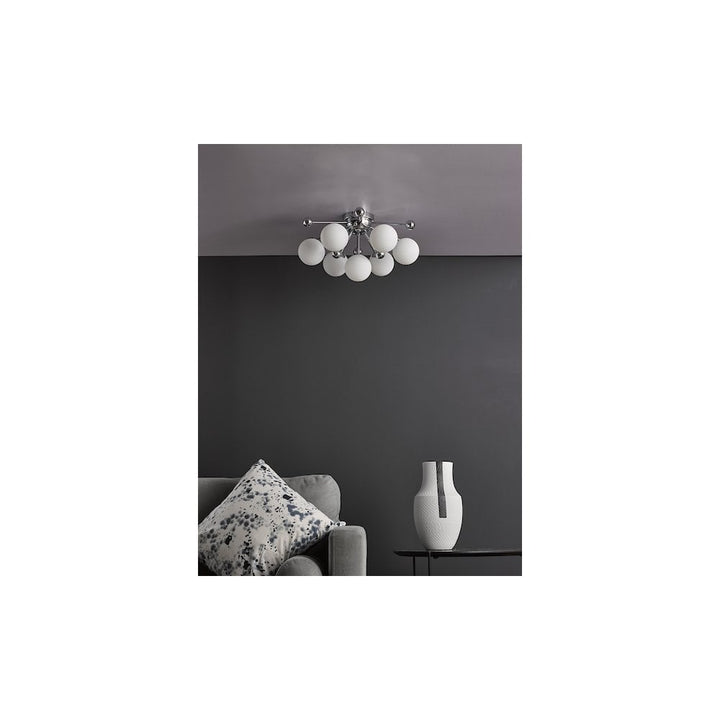 Dar URS5050 | Ursa 7 Light Flush | Polished Chrome and Opal Glass
