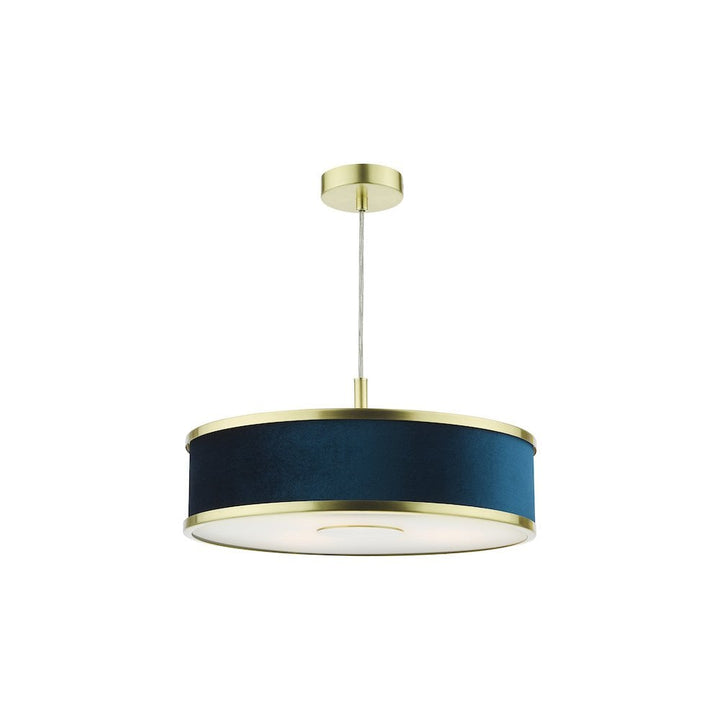 Dar ALV1023 | Alvaro Pendant | Brushed Brass with Blue Shade