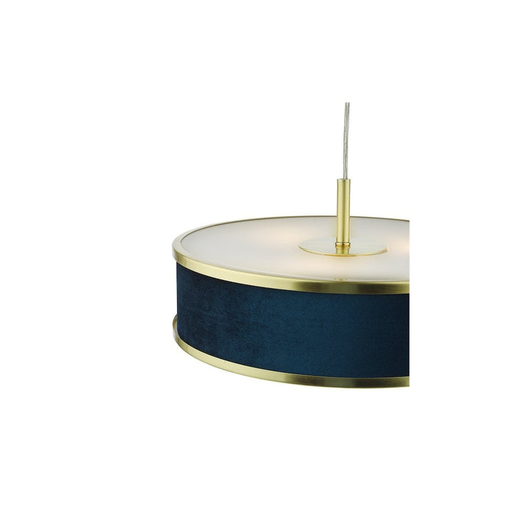 Dar ALV1023 | Alvaro Pendant | Brushed Brass with Blue Shade