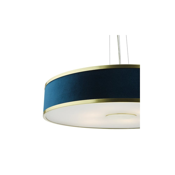 Dar Lighting ALV1723 | Alvaro Pendant | 6-Light | Brushed Brass & Blue Shade