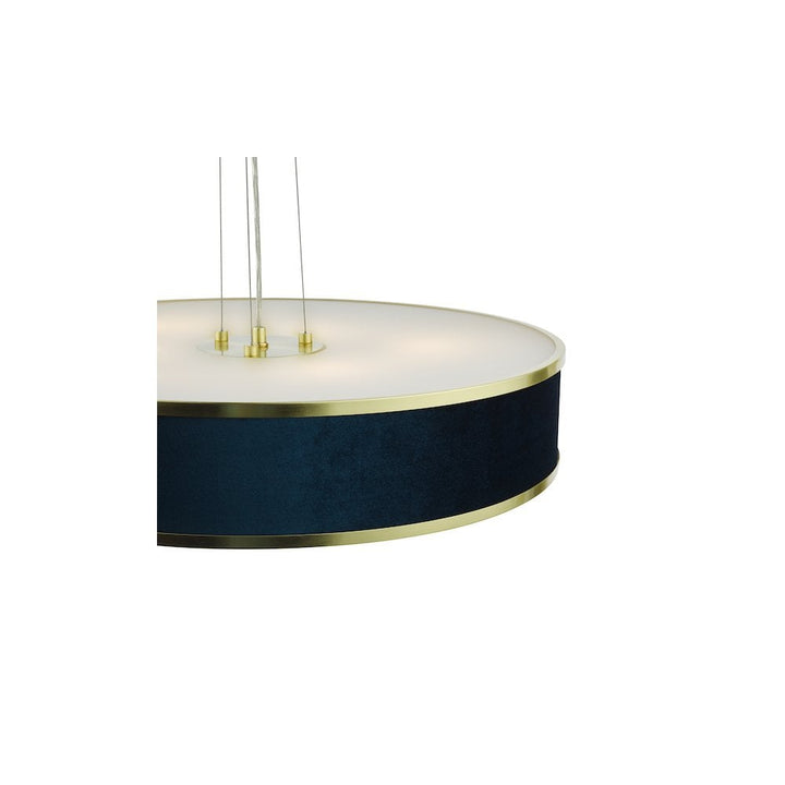 Dar Lighting ALV1723 | Alvaro Pendant | 6-Light | Brushed Brass & Blue Shade