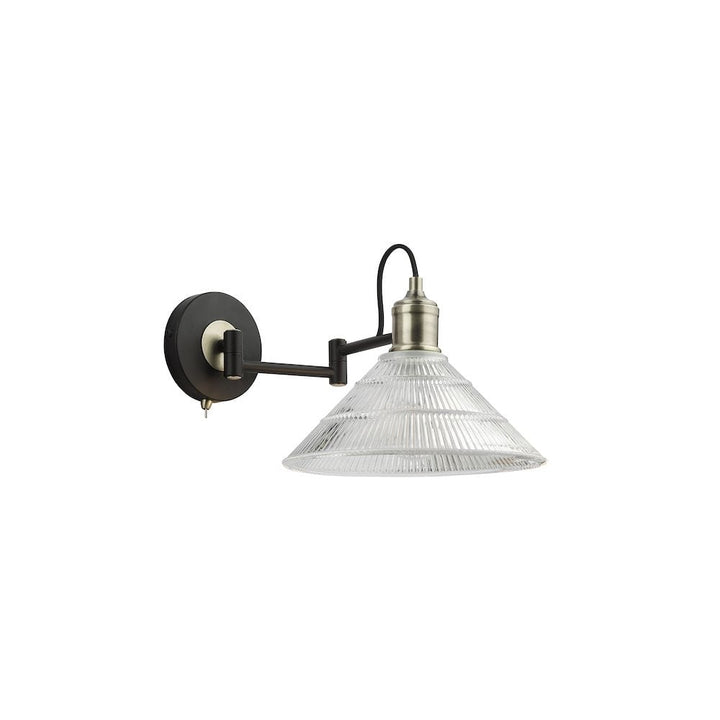 Dar BOY7175 | Boyd Wall Light | Antique Brass & Ribbed Glass