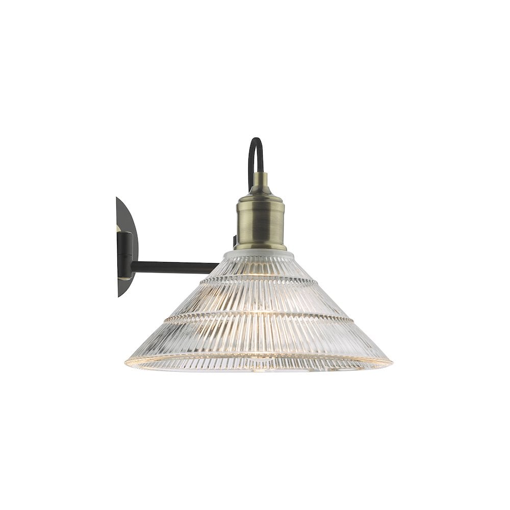 Dar BOY7175 | Boyd Wall Light | Antique Brass & Ribbed Glass