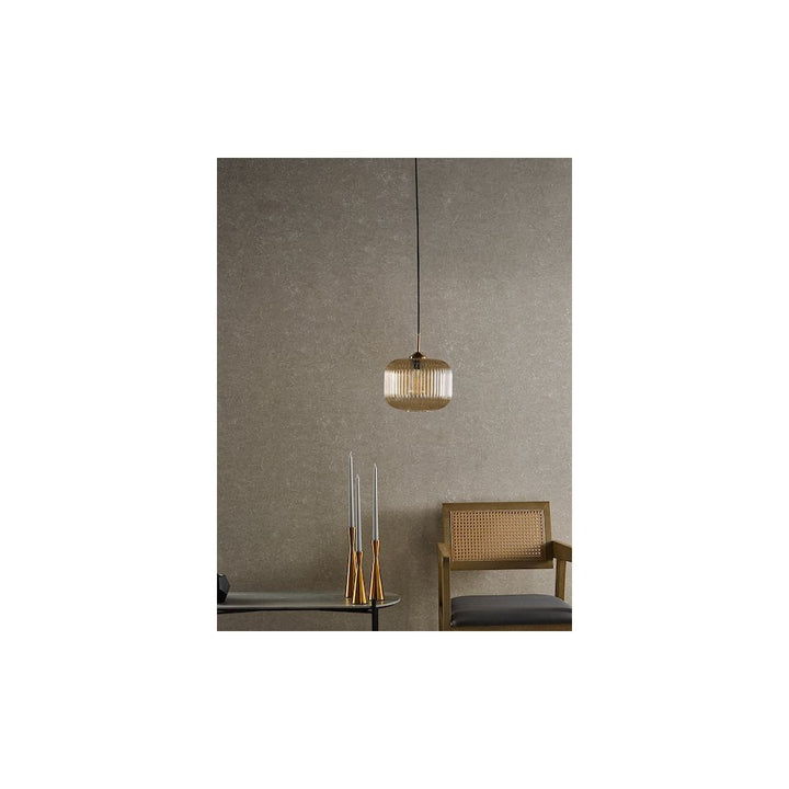 Dar Lighting DEM0106 | Demarius Pendant | Amber Glass & Natural Brass