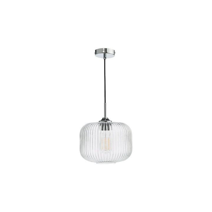 Dar Lighting DEM0108 | Demarius Pendant | Polished Chrome with Clear Glass