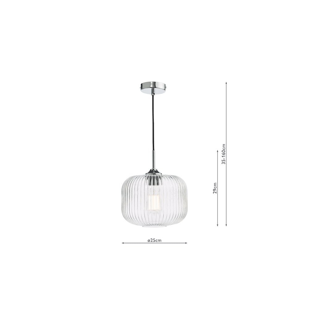 Dar Lighting DEM0108 | Demarius Pendant | Polished Chrome with Clear Glass