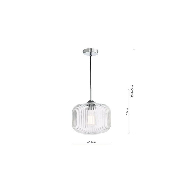 Dar Lighting DEM0108 | Demarius Pendant | Polished Chrome with Clear Glass