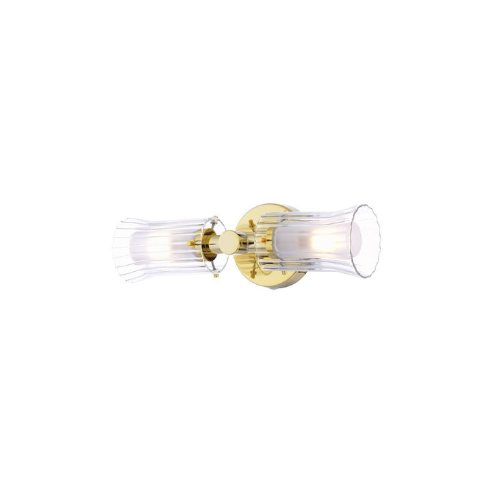 Dar ELB0935 | Elba | 2 Light Wall Light | Polished Gold Glass