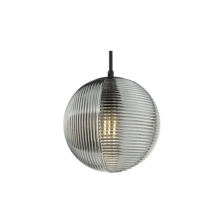Dar EVA0122 | Evander | Single Pendant in Matt Black with Smoked Glass