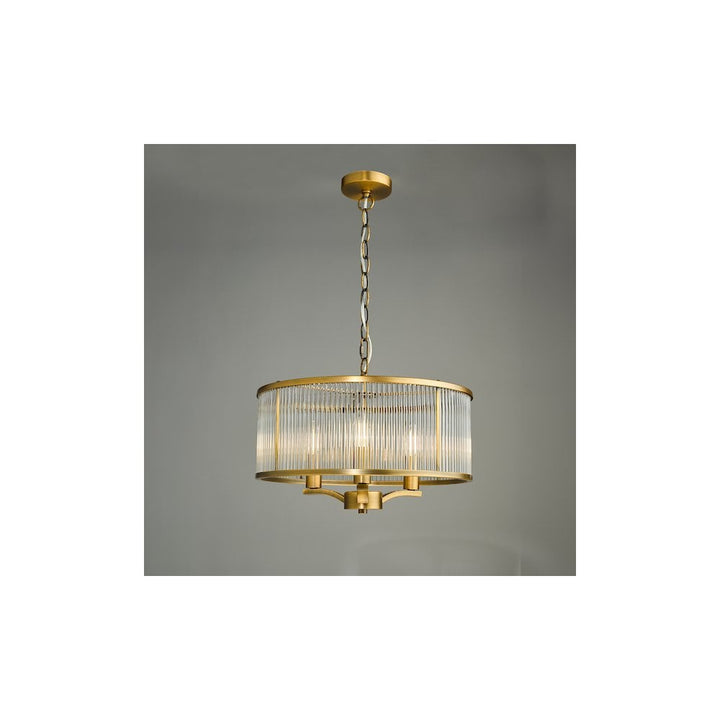 Dar EVE0363 | Evelyn | 3-Light Pendant in Antique Bronze with Glass