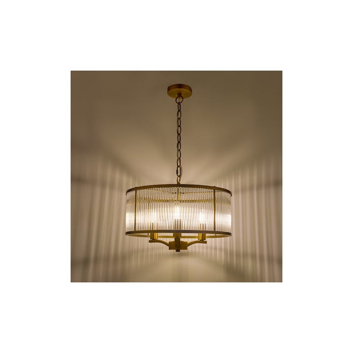 Dar EVE0363 | Evelyn | 3-Light Pendant in Antique Bronze with Glass
