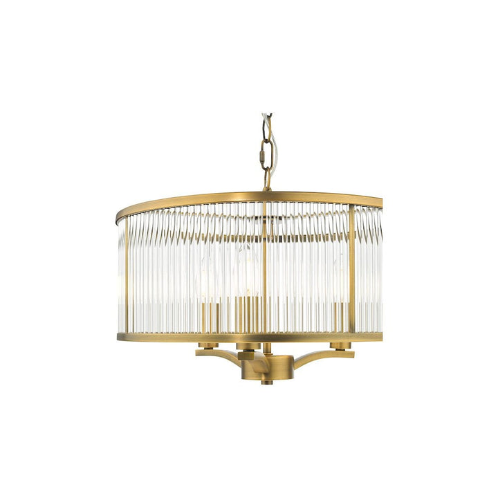 Dar EVE0363 | Evelyn | 3-Light Pendant in Antique Bronze with Glass