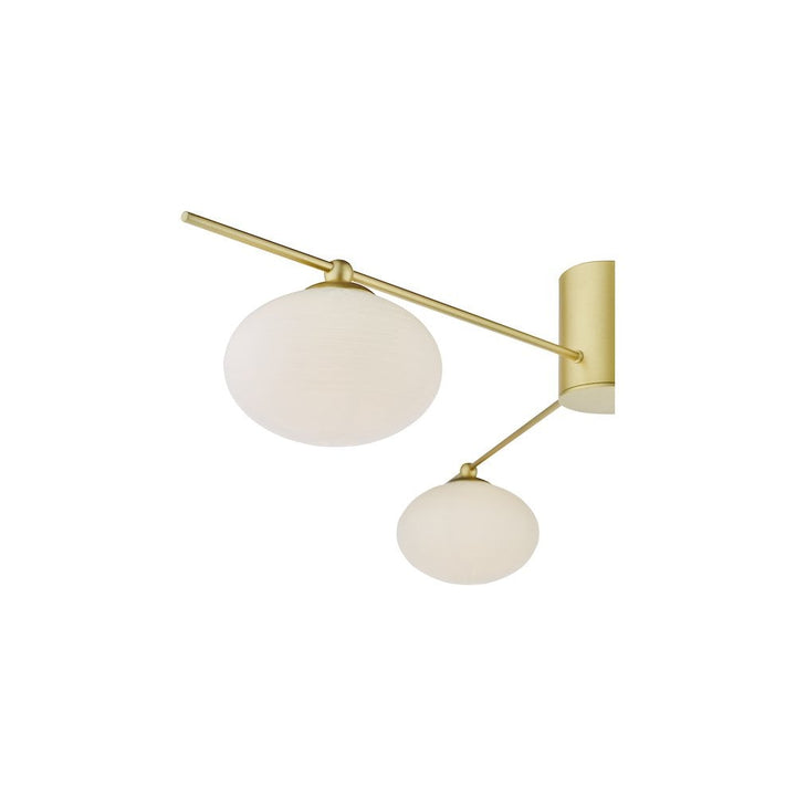 Dar JAS5335 | Jasper 3 Light Semi-Flush | Satin Gold and Opal Glass