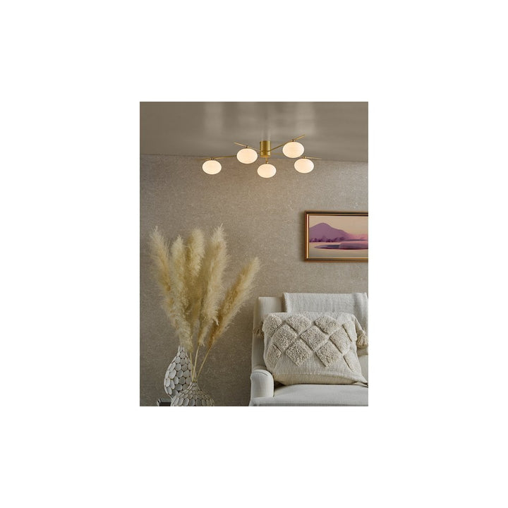 Dar JAS5435 | Jasper | 5 Light Semi-Flush Ceiling Light | Satin Gold