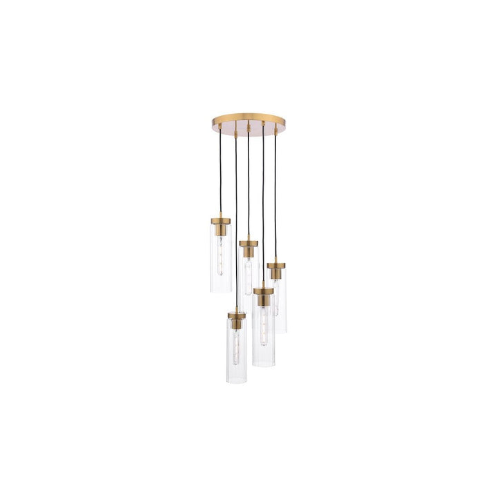 Dar JOD0563 | Jodelle | 5 Light Cluster Pendant | Polished Bronze and Glass
