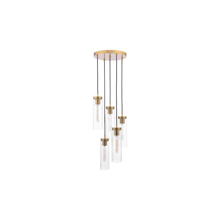 Dar JOD0563 | Jodelle | 5 Light Cluster Pendant | Polished Bronze and Glass