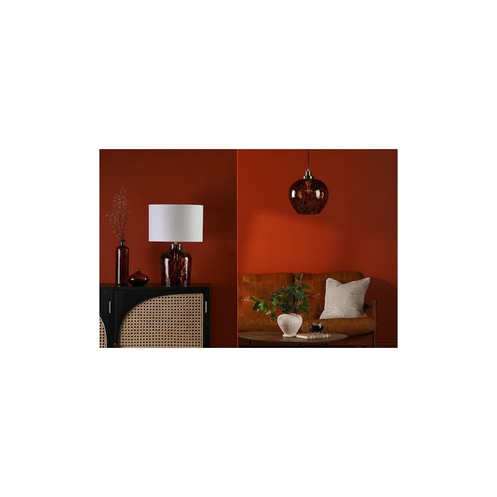 Dar LEA0106 | Leandra Pendant | Tortoiseshell Glass with Antique Brass