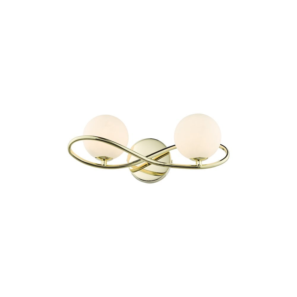 Dar LYS0935 | Lysandra 2-Light Wall Sconce | Polished Gold with Opal Glass