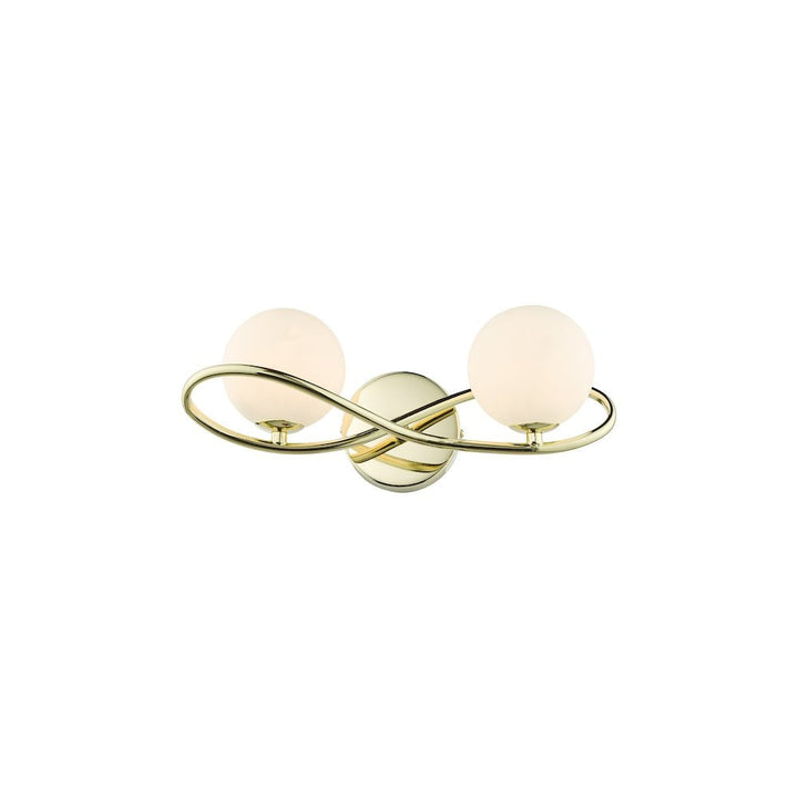 Dar LYS0935 | Lysandra 2-Light Wall Sconce | Polished Gold with Opal Glass