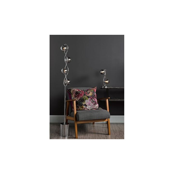 Dar LYS4950 | Lysandra 4-Light Floor Lamp | Polished Chrome with Smoked Glass