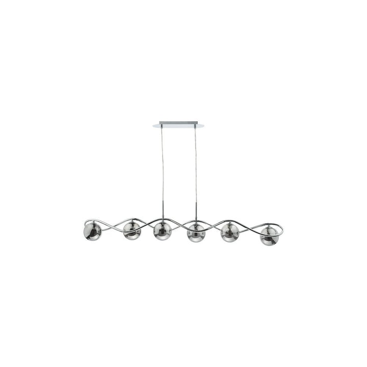 Dar LYS6250 | Lysandra 6-Light Bar Pendant | Polished Chrome & Smoked Glass