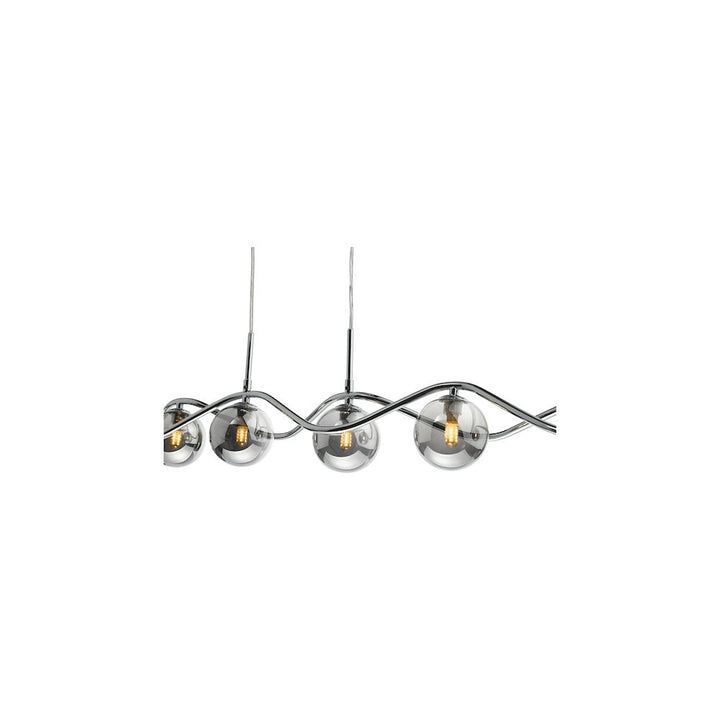 Dar LYS6250 | Lysandra 6-Light Bar Pendant | Polished Chrome & Smoked Glass