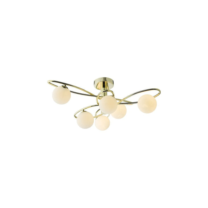 Dar LYS6435 | Lysandra 6-Light Semi-Flush | Polished Gold & Opal Glass
