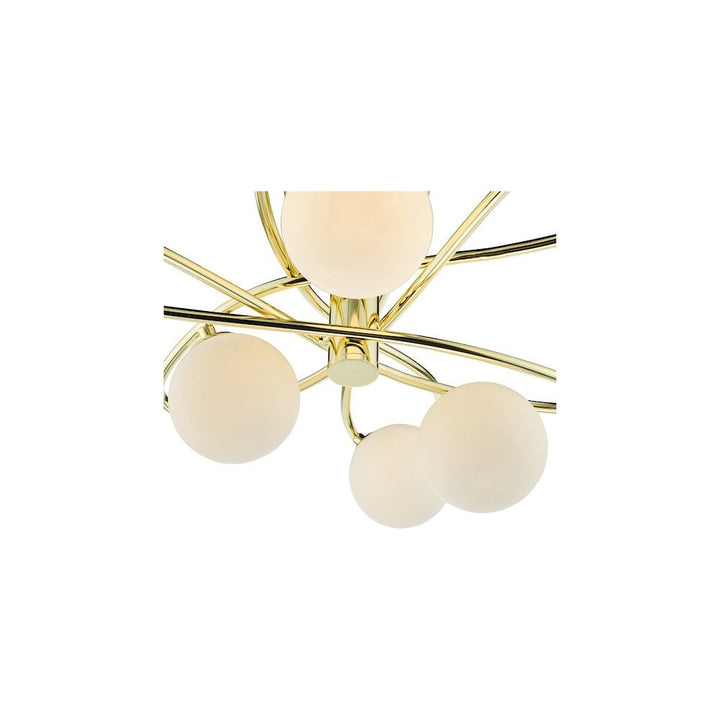 Dar LYS6435 | Lysandra 6-Light Semi-Flush | Polished Gold & Opal Glass