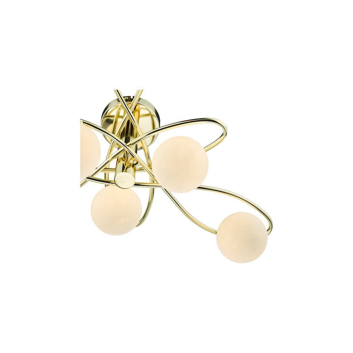 Dar LYS6435 | Lysandra 6-Light Semi-Flush | Polished Gold & Opal Glass