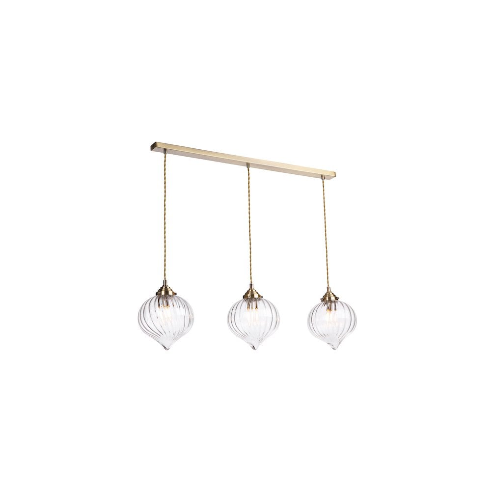 Dar MYA0375 | Mya | 3-Light Bar Pendant in Antique Brass and Glass