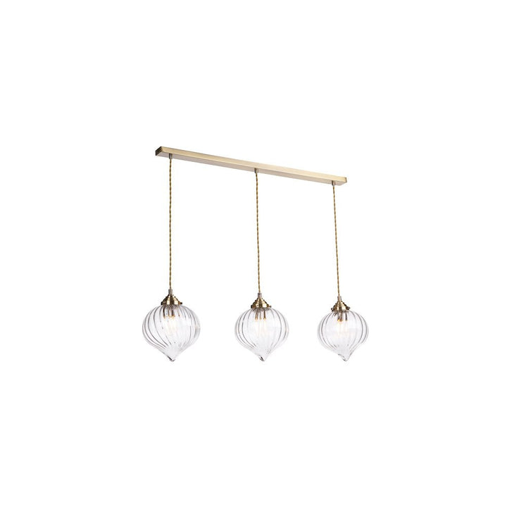 Dar MYA0375 | Mya | 3-Light Bar Pendant in Antique Brass and Glass