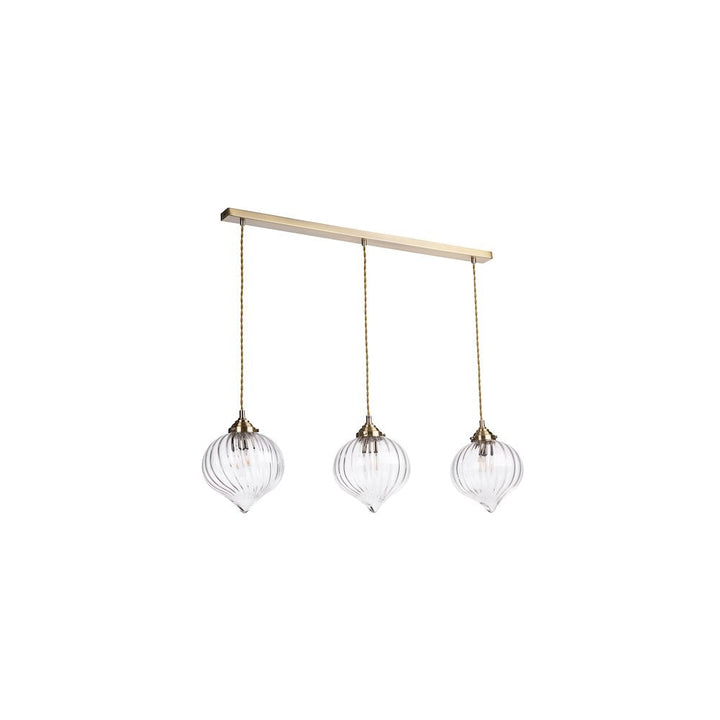 Dar MYA0375 | Mya | 3-Light Bar Pendant in Antique Brass and Glass