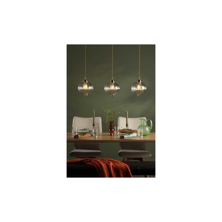 Dar MYA0375 | Mya | 3-Light Bar Pendant in Antique Brass and Glass