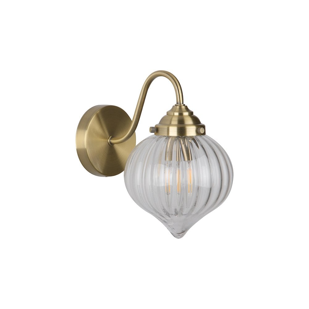 Dar MYA0775 | Mya | Wall Light in Antique Brass and Glass