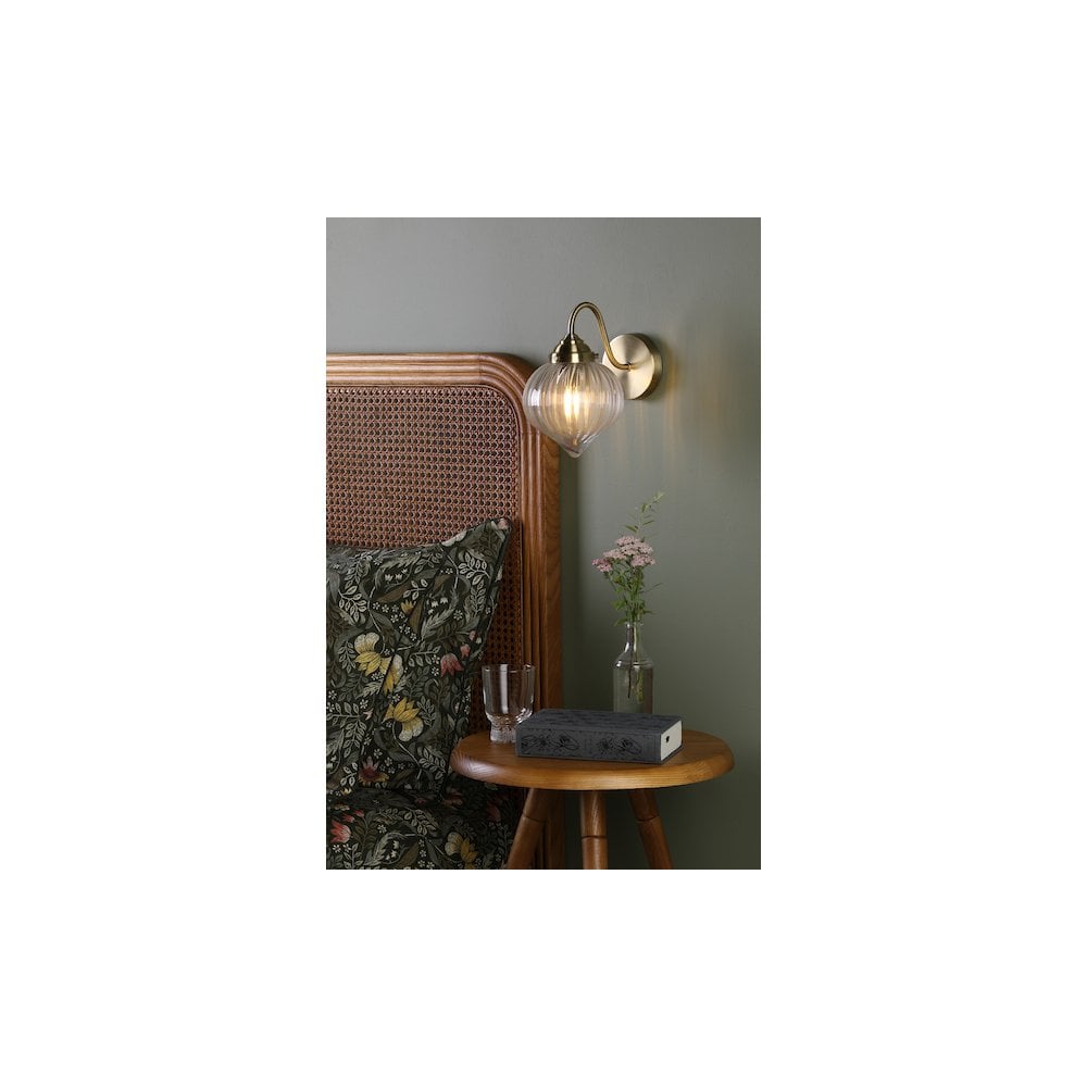 Dar MYA0775 | Mya | Wall Light in Antique Brass and Glass