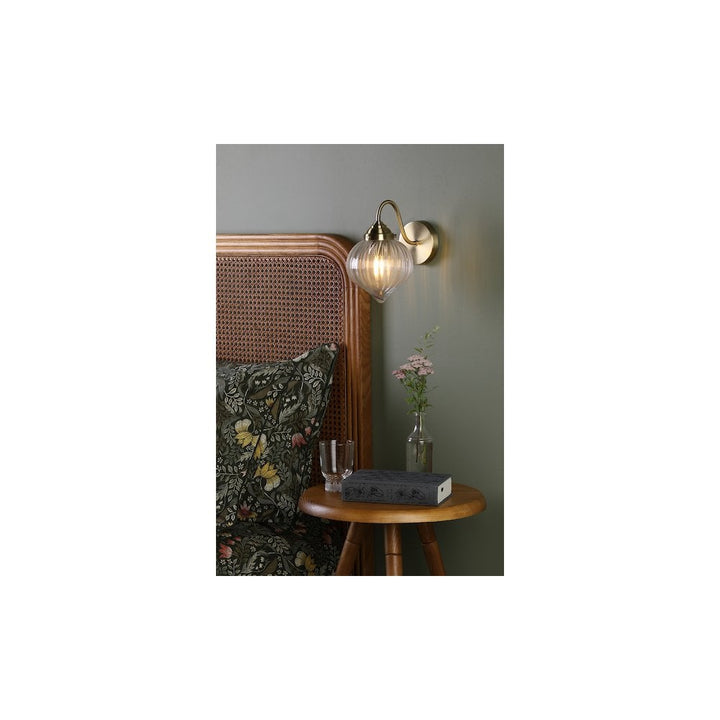 Dar MYA0775 | Mya | Wall Light in Antique Brass and Glass