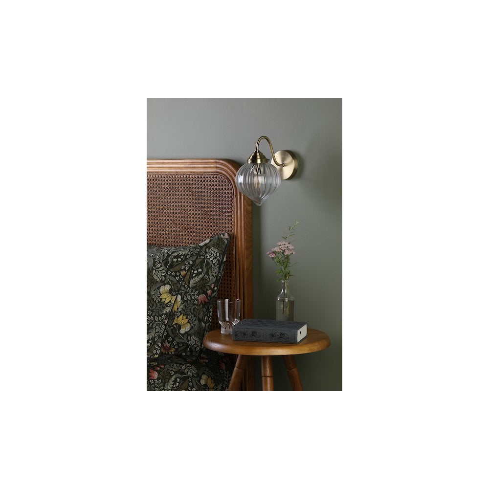 Dar MYA0775 | Mya | Wall Light in Antique Brass and Glass