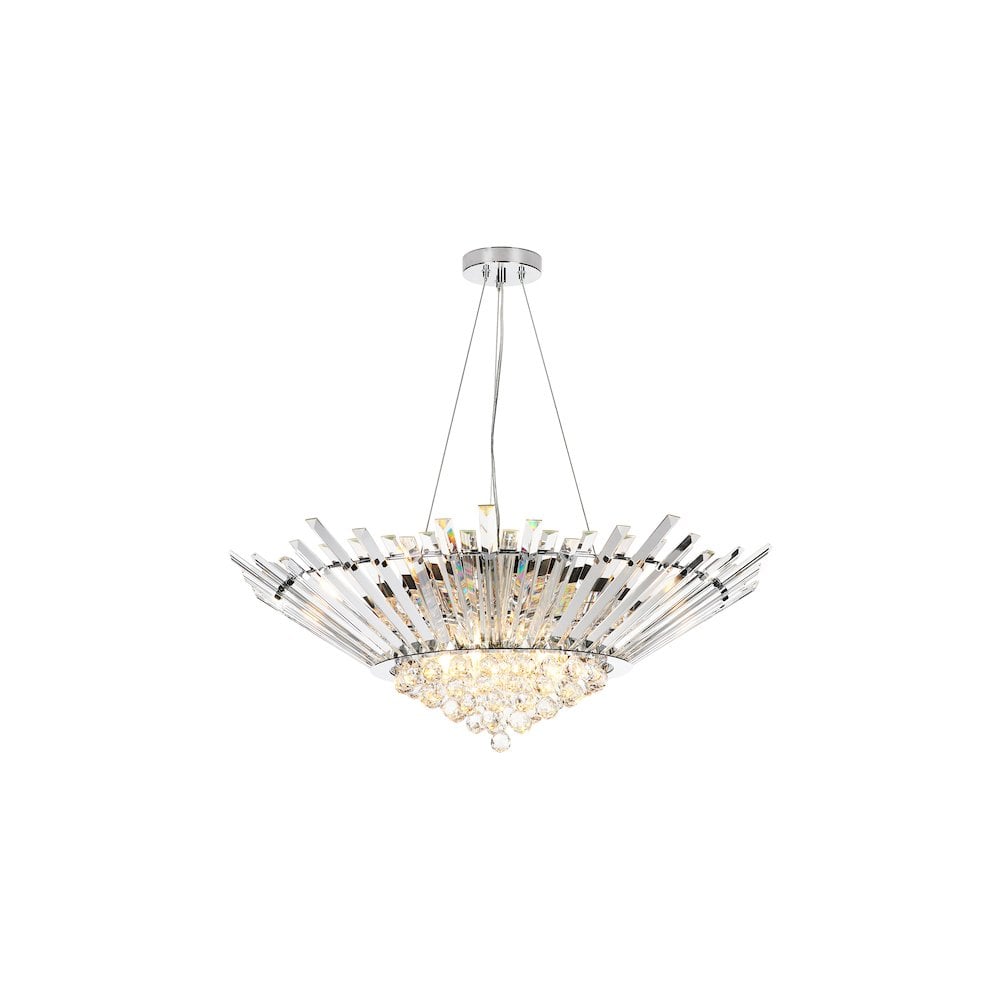 Dar NIM1350 | Nimbus 9-Light Chandelier | Polished Chrome & Crystal