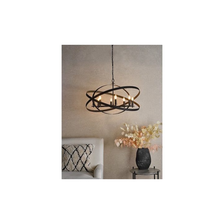 Dar NIT0822 | Nitya 8-Light Pendant | Matt Black
