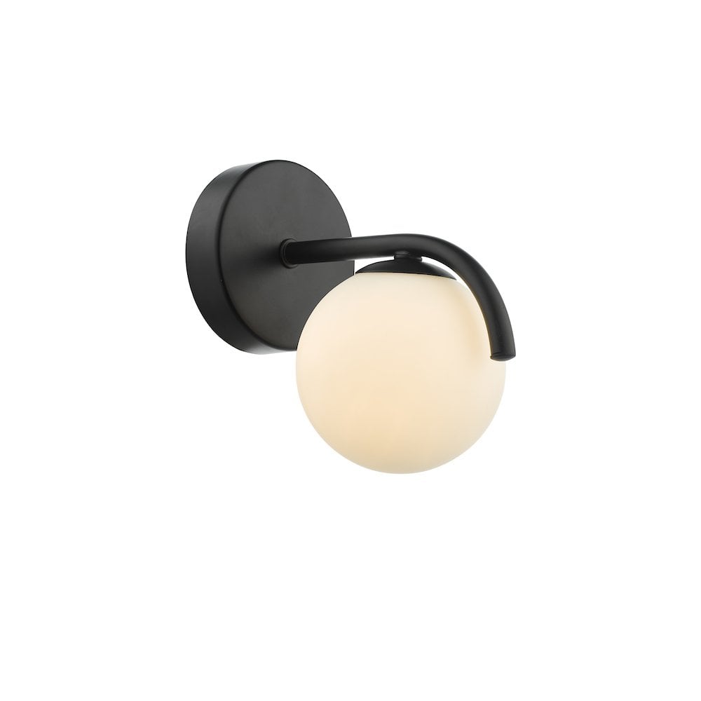 Dar ORL0722 | Orlena Wall Light | Matt Black & Opal Glass