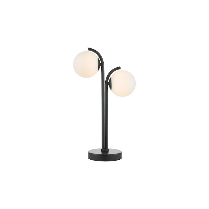 Dar ORL4222 | Orlena 2 Light Table Lamp | Matt Black & Opal Glass