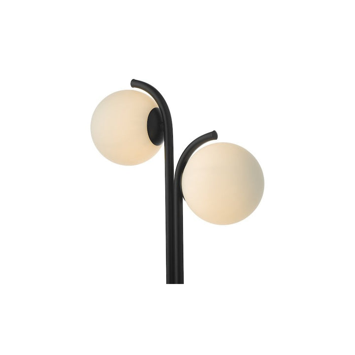 Dar ORL4222 | Orlena 2 Light Table Lamp | Matt Black & Opal Glass