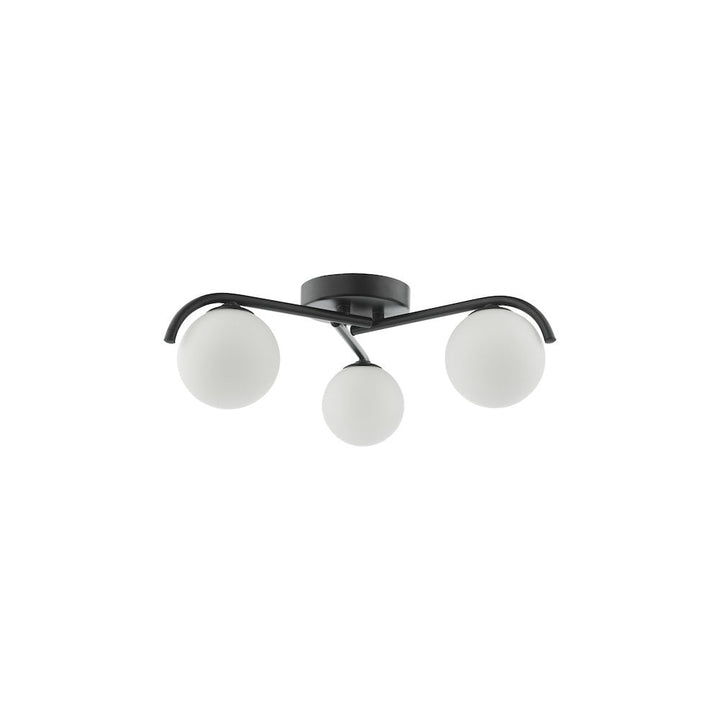 Dar ORL5322 | Orlena 3 Light Semi-Flush | Matt Black & Opal Glass