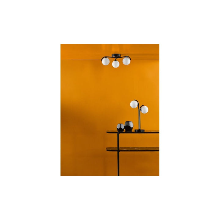 Dar ORL5322 | Orlena 3 Light Semi-Flush | Matt Black & Opal Glass