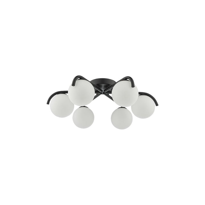 Dar ORL6422 | Orlena 6 Light Semi-Flush | Matt Black & Opal Glass