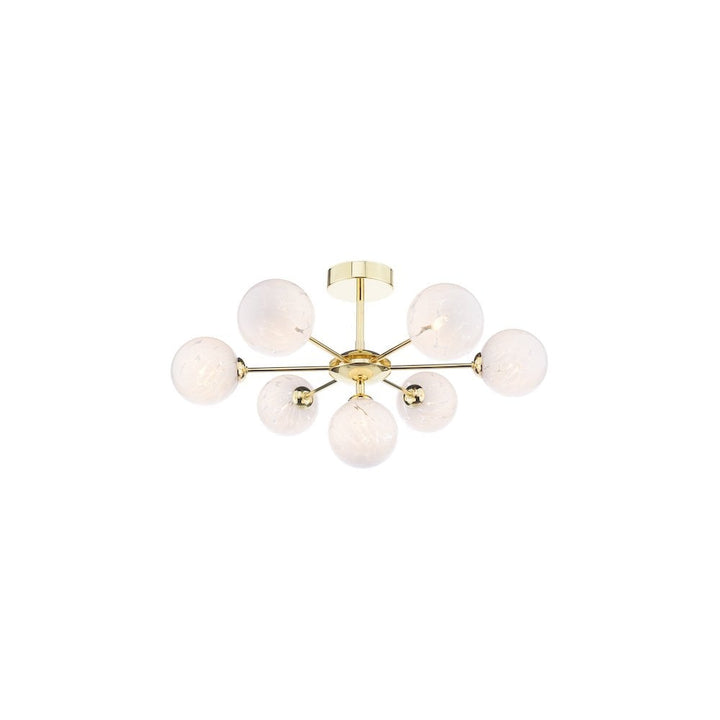 Dar Lighting COH3435-17 | Cohen | 7 Light Semi-Flush | Polished Gold & Confetti Glass