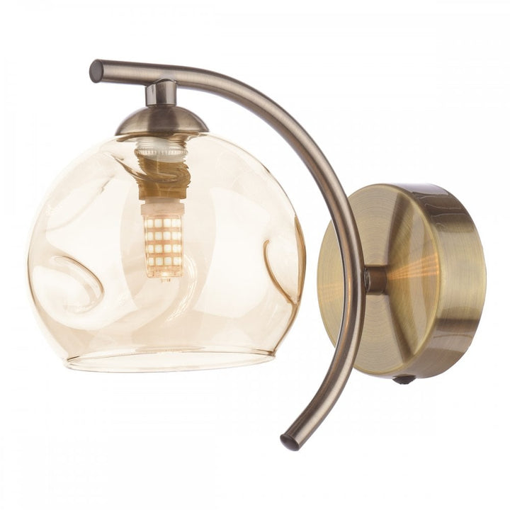 Dar NAK0775-16 | Nakita | Wall Light in Antique Brass | Champagne Dimpled Glass