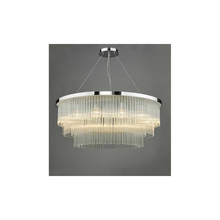 Dar ALP1244 | Alpheios Chandelier | Polished Chrome Glass